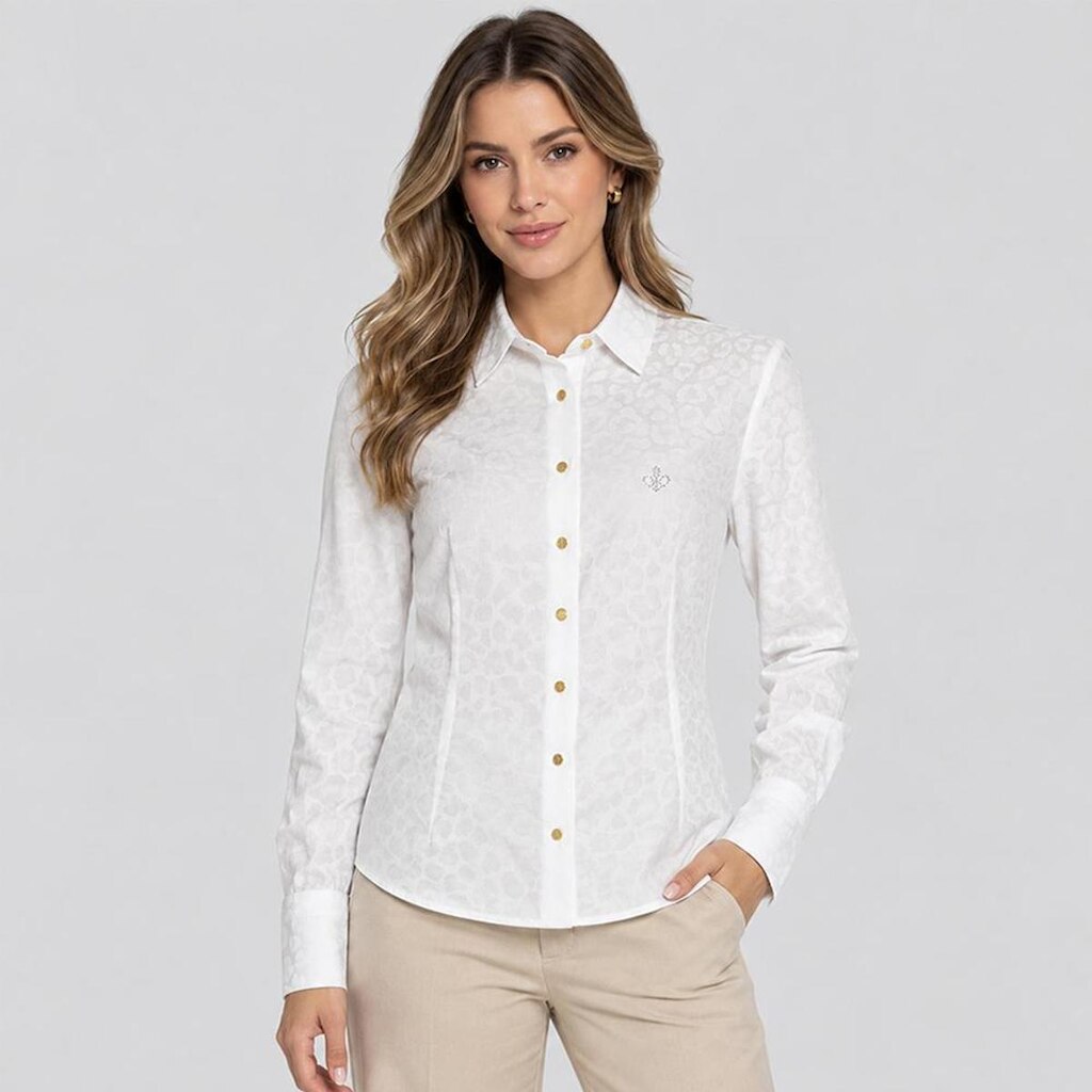Camisa Dudalina Slim Jacquard Ve27 Feminino