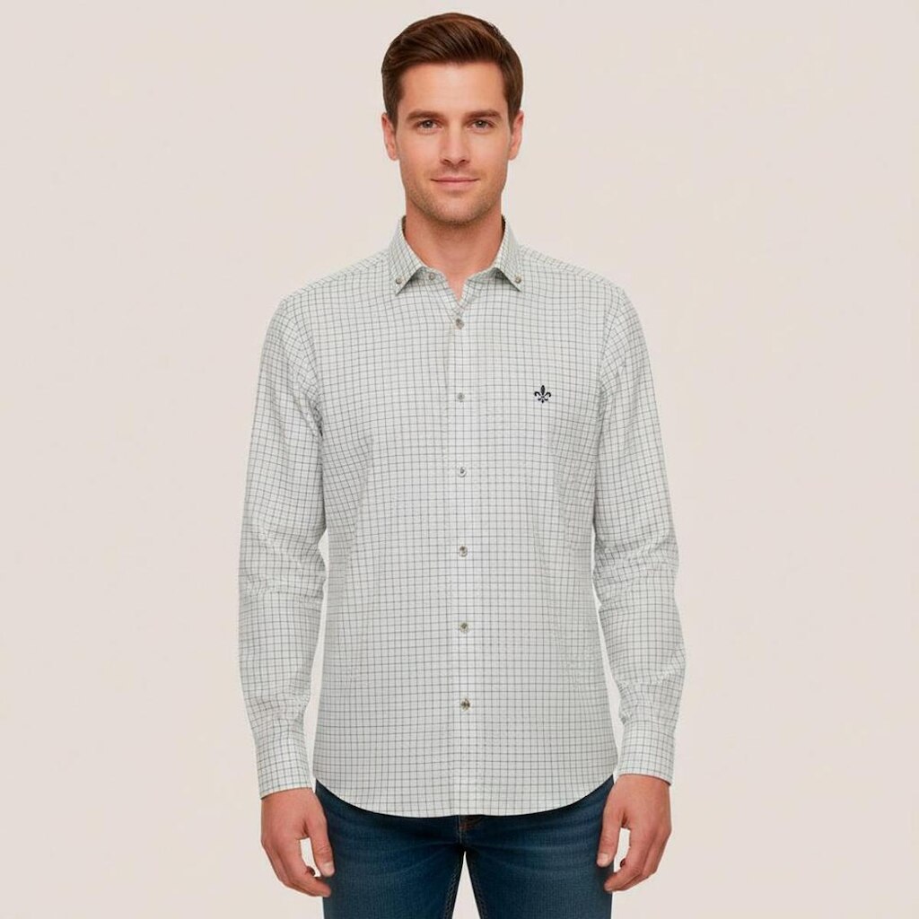 Camisa Dudalina Slim Oxford Xadrez Masculino