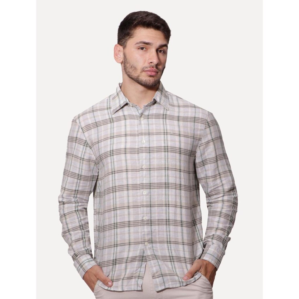 Camisa Ellus Masculina Garden Plaid Classic Anatômica Xadrez Off-White