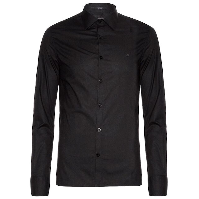 Camisa Ellus Masculina Tricoline LY Slim Italian Preta