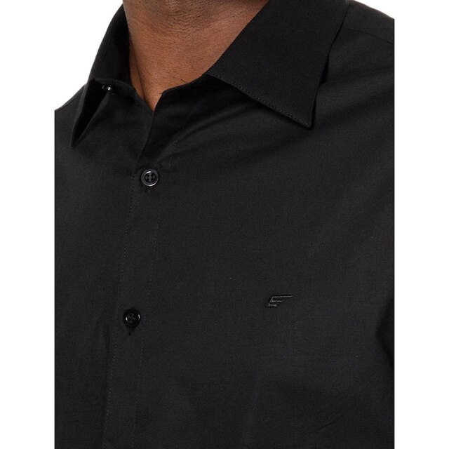 Camisa Ellus Masculina Tricoline LY Slim Italian Preta