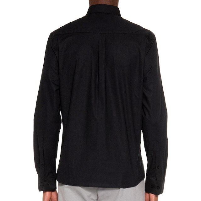 Camisa Ellus Masculina Tricoline LY Slim Italian Preta