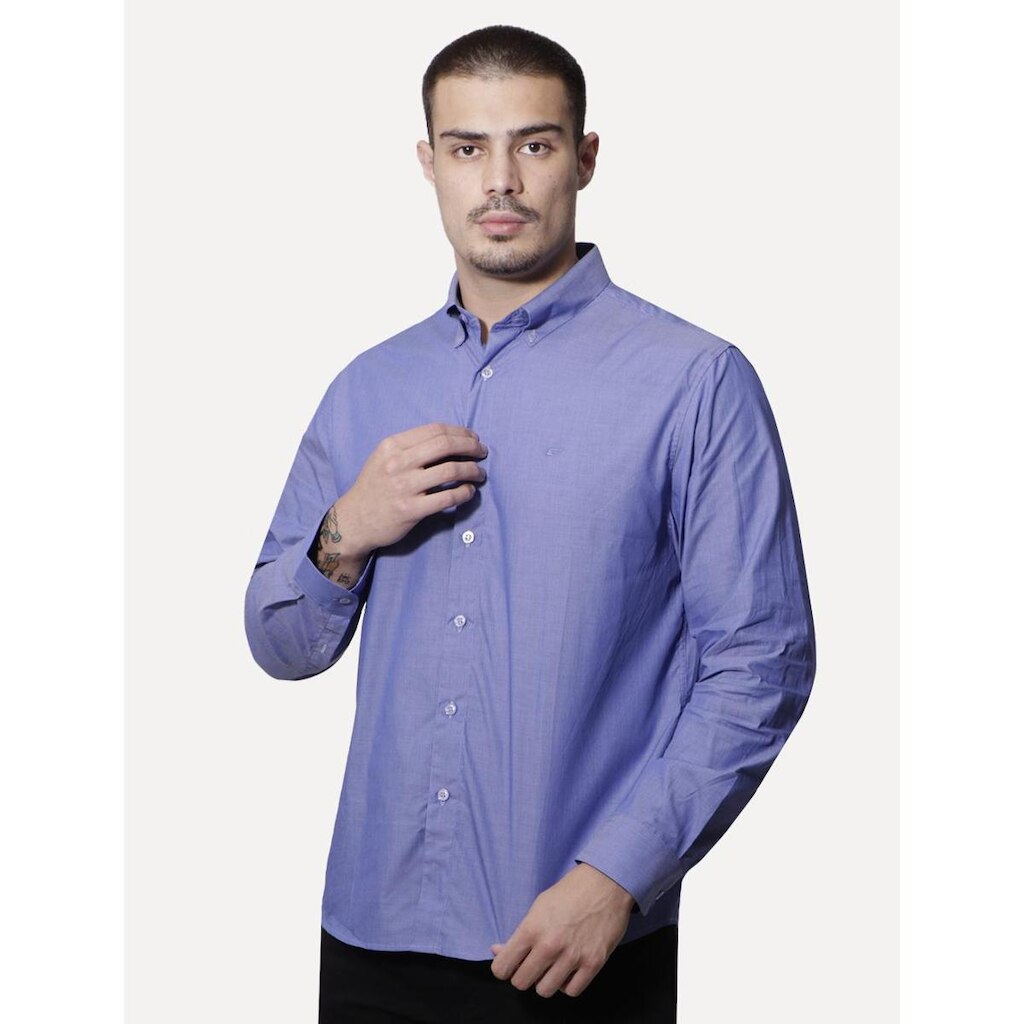 Camisa Ellus Masculina Tricoline Water Stripe Classic Azul