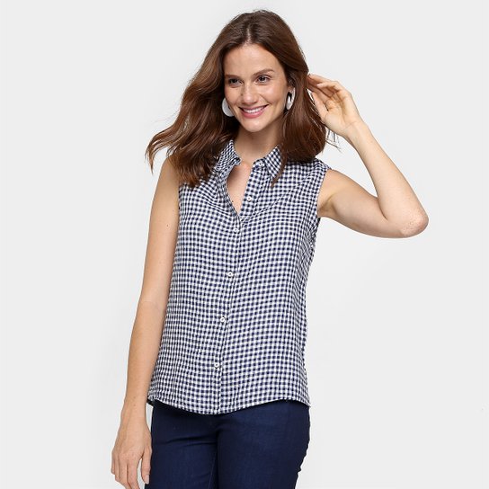 Camisa Ellus Xadrez Amarração - Marinho+Branco