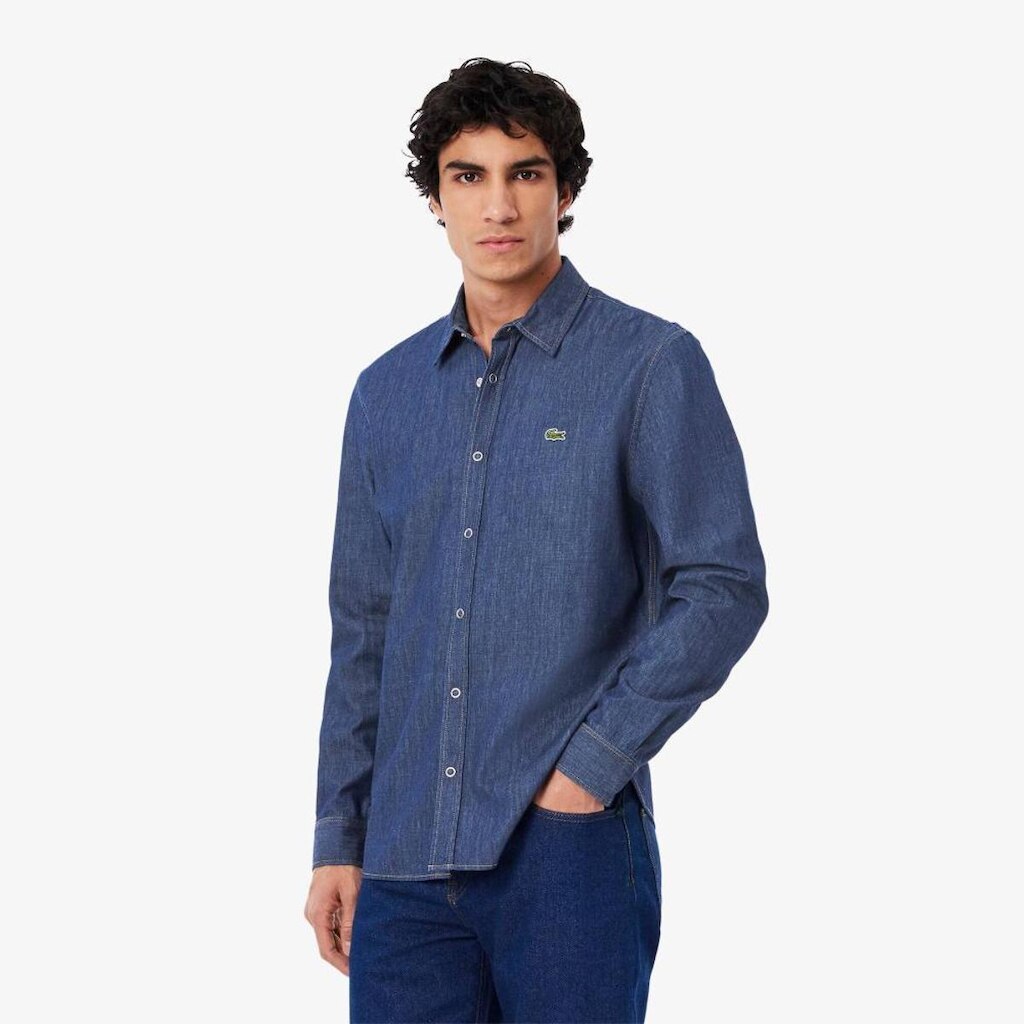 Camisa Em Denim Leve, Ajuste Regular Lacoste Masculina