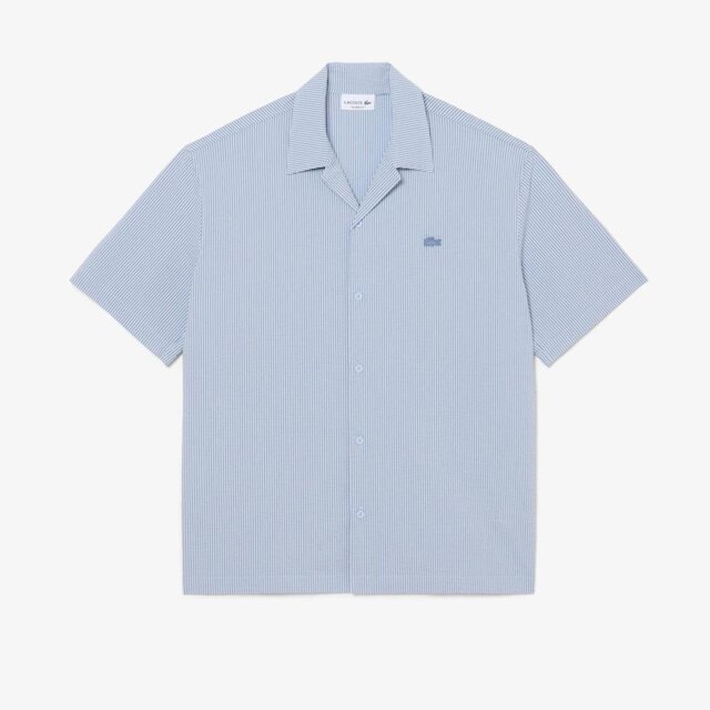 Camisa em Seersucker Lacoste de Caimento Relaxado