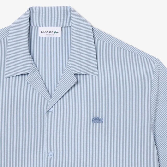 Camisa em Seersucker Lacoste de Caimento Relaxado