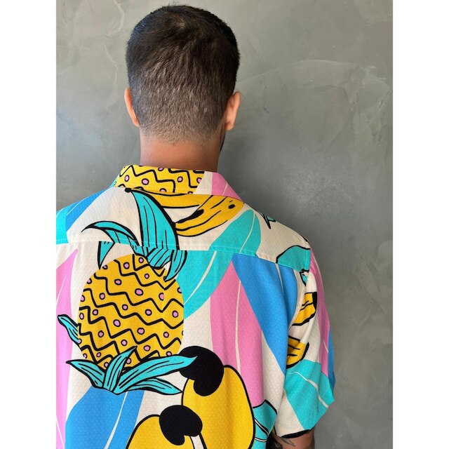 Camisa Estampada Masculina Manga Curta Botão Viscose