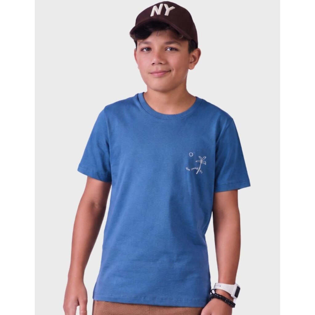 Camisa Estilo Meia Malha Estilo Tropical Verde Confortável Manga Curta Masculino 12 a 18