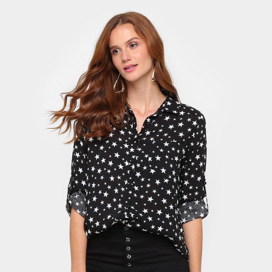 Camisa Facinelli Estampa Estrelas Feminina - Preto