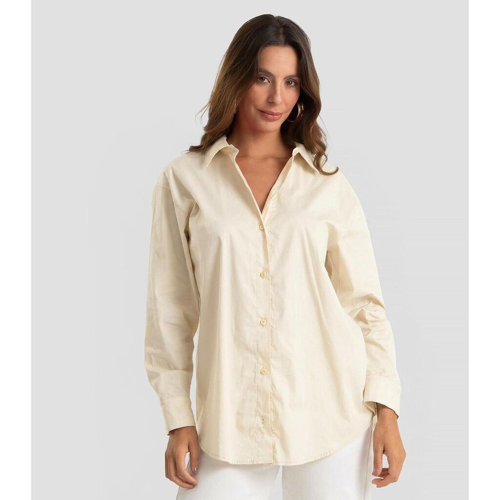 Camisa Feminina Aberta E Laços nas Costas Dianna Bege