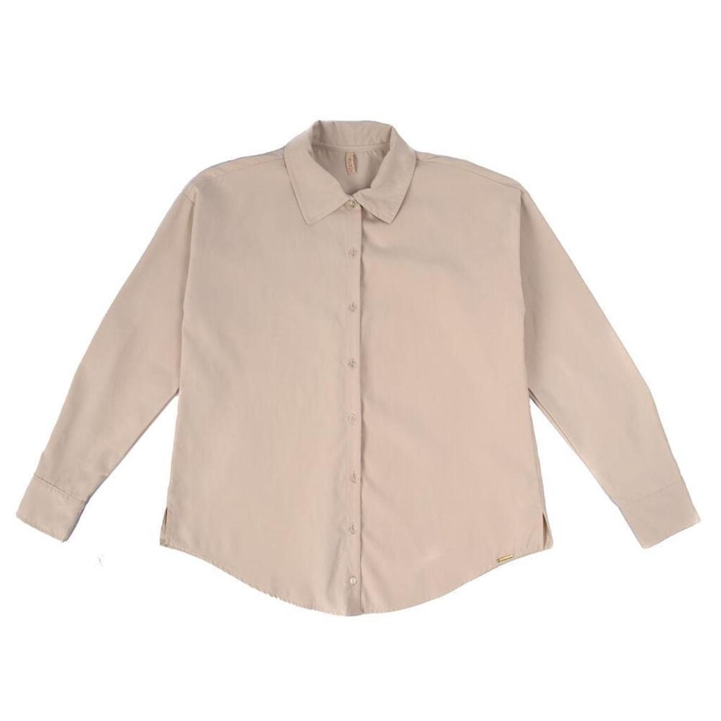 Camisa Feminina Cativa Manga Longa Bege Claro