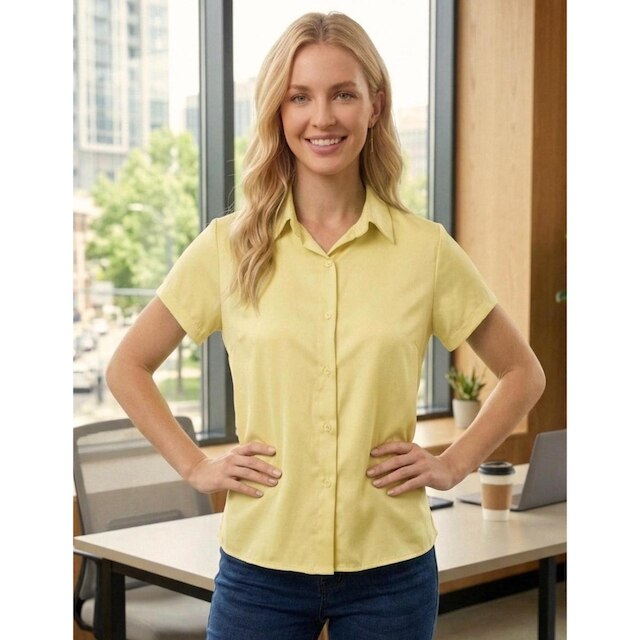 Camisa Feminina De Escritorio Elegante Manga Curta Camisete Feminina Camisas De Botão Feminina