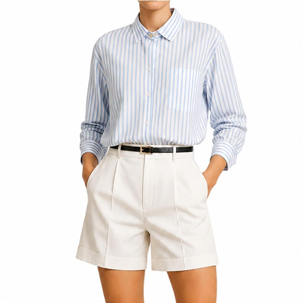 Camisa Feminina Dudalina ML Oversized Azul Claro - 530647