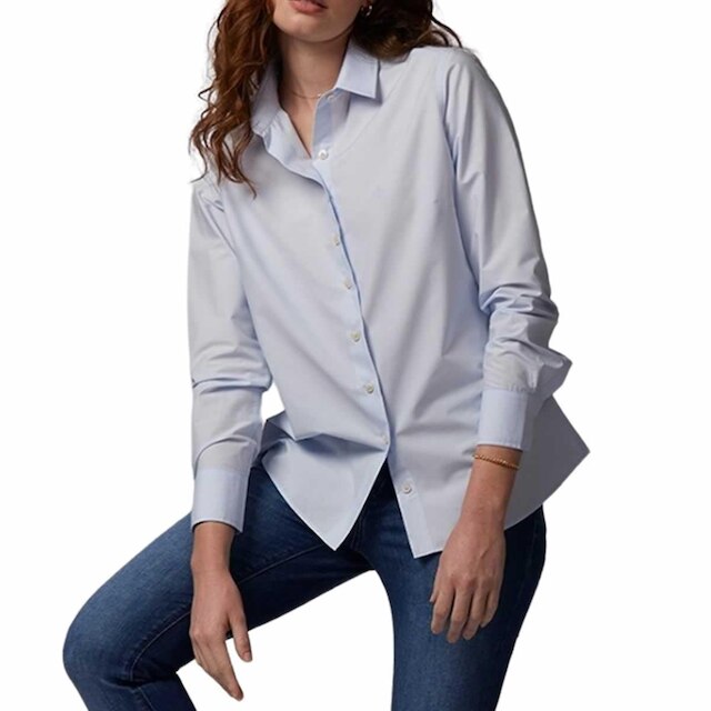Camisa Feminina Dudalina ML Regular Tricoline Azul - 53010