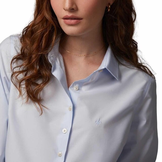Camisa Feminina Dudalina ML Regular Tricoline Azul - 53010