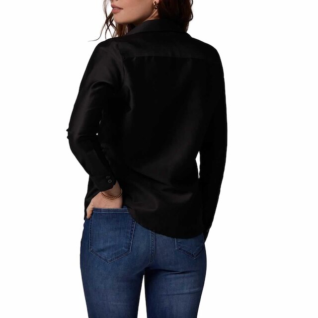 Camisa Feminina Dudalina ML Regular Tricoline Preta - 530103