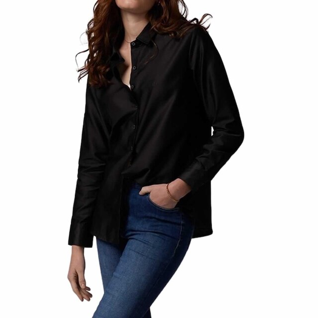 Camisa Feminina Dudalina ML Regular Tricoline Preta - 530103