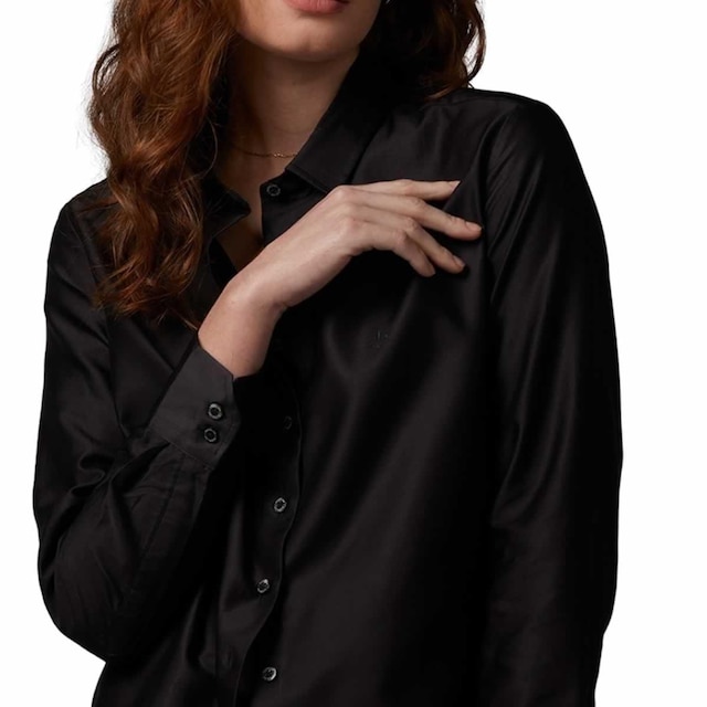 Camisa Feminina Dudalina ML Regular Tricoline Preta - 530103