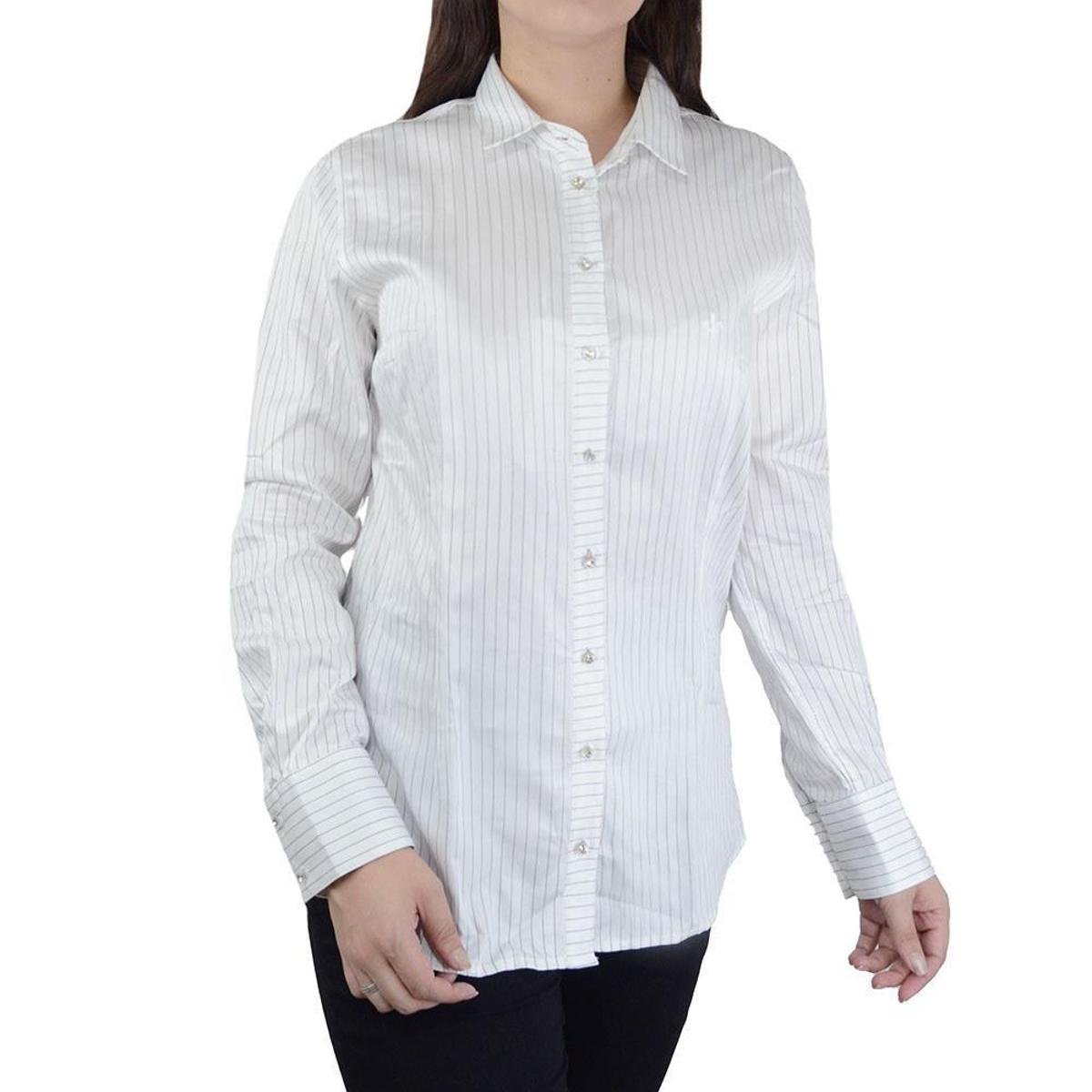 Camisa Feminina Dudalina ML Slim Cetim Listrada 53063 Zattini