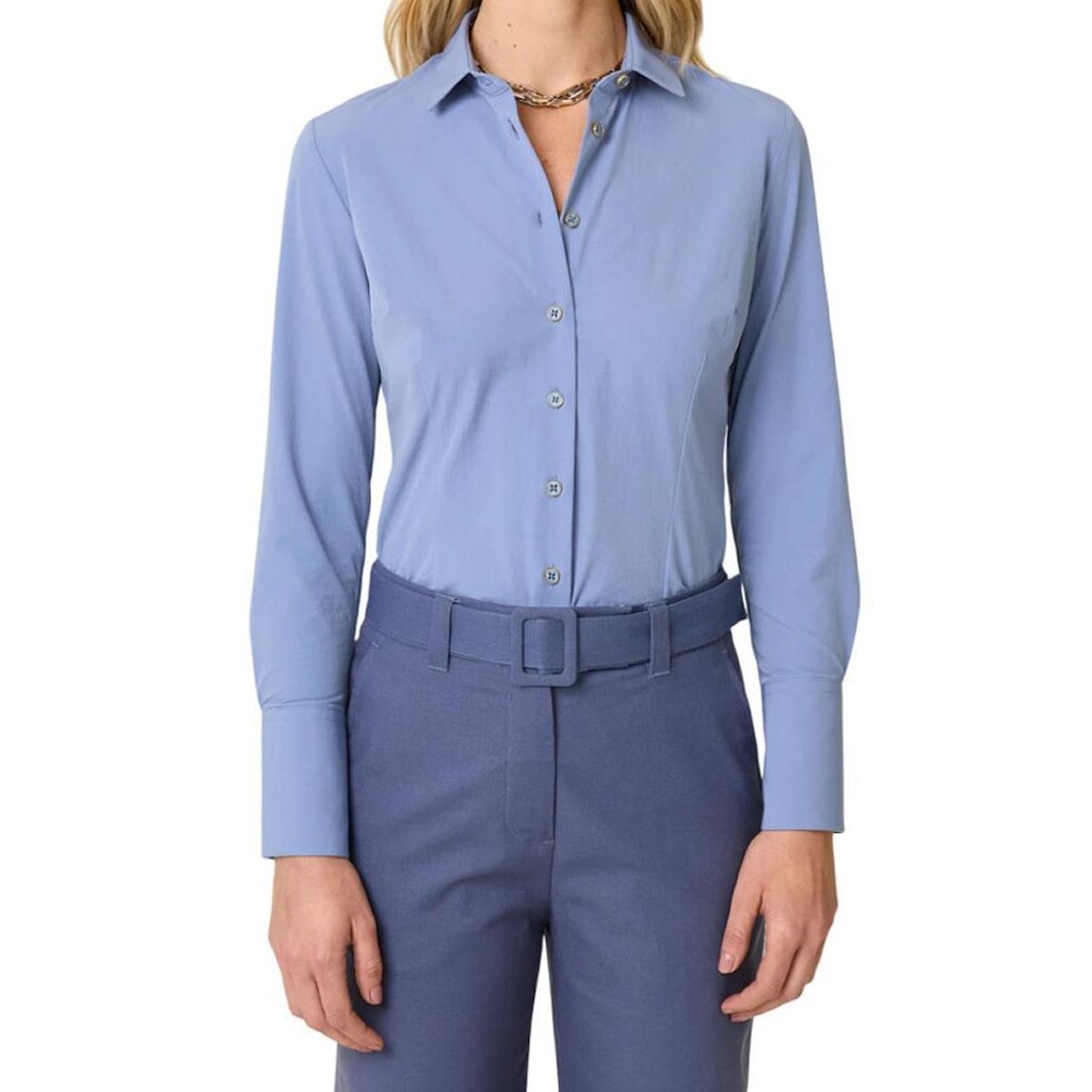 Camisa Feminina Dudalina ML Slim Fit Tech Azul Médio 53114