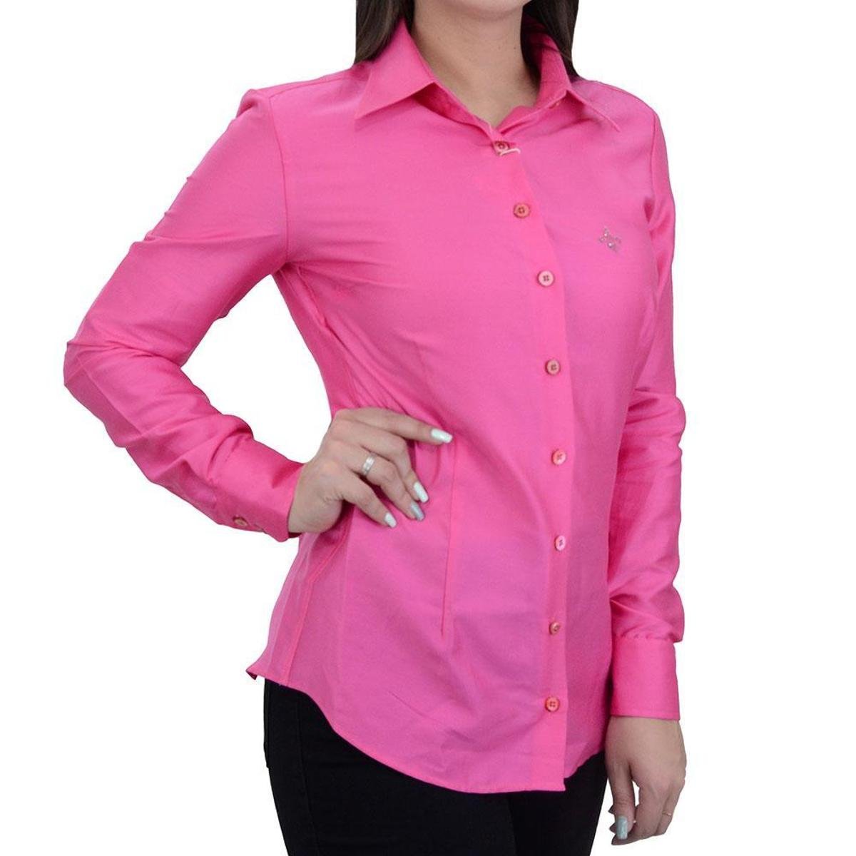Camisa Feminina Dudalina ML Slim Luxury Rosa Médio 530103 Zattini