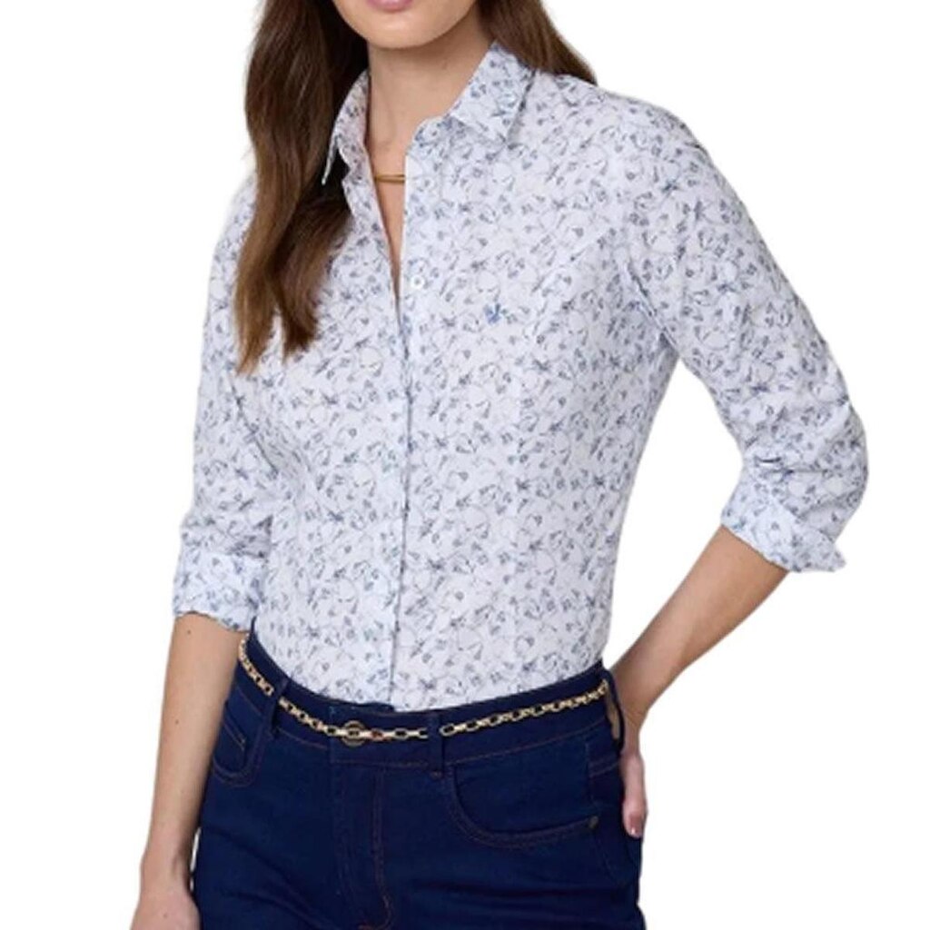 Camisa Feminina Dudalina Slim Floral Azul - 53063505