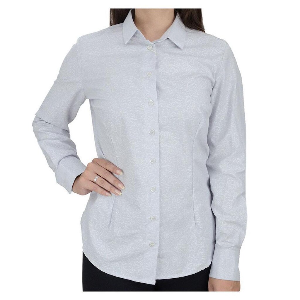 Camisa Feminina Dudalina Slim Jacquard Cinza Claro - 530642