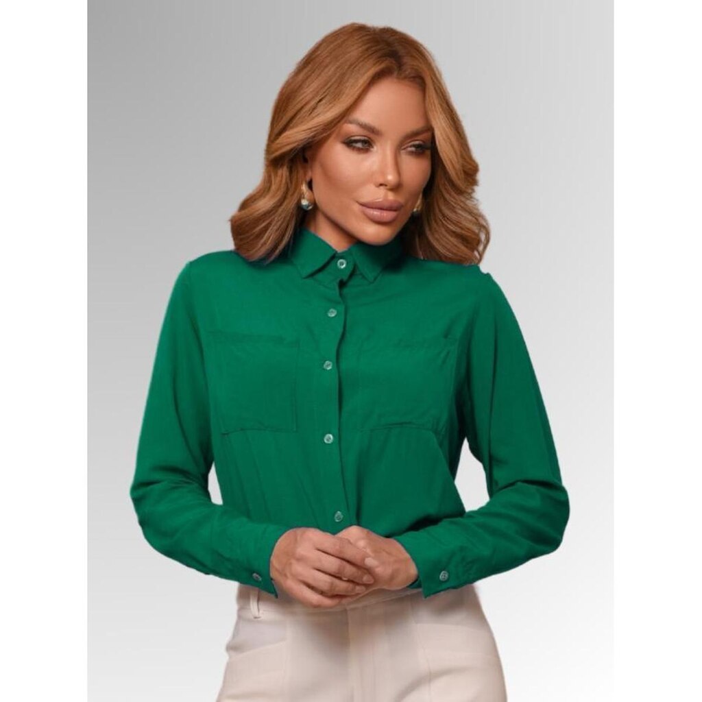 Camisa Feminina Elegante Com Dois Bolsos