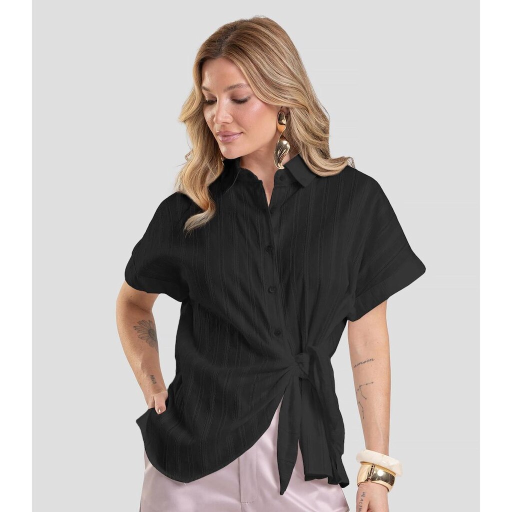 Camisa Feminina em Tricoline Dianna Preto