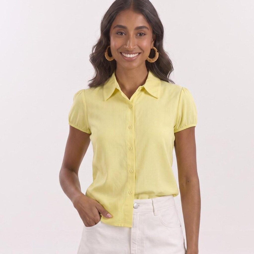 Camisa Feminina em Viscose Manga Curta Lecimar