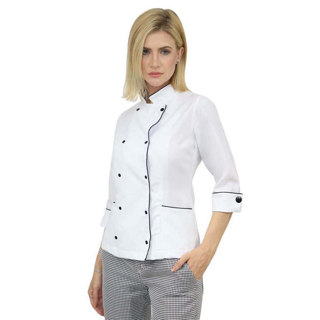 Camisa feminina manga 3/4 com botões de pressão