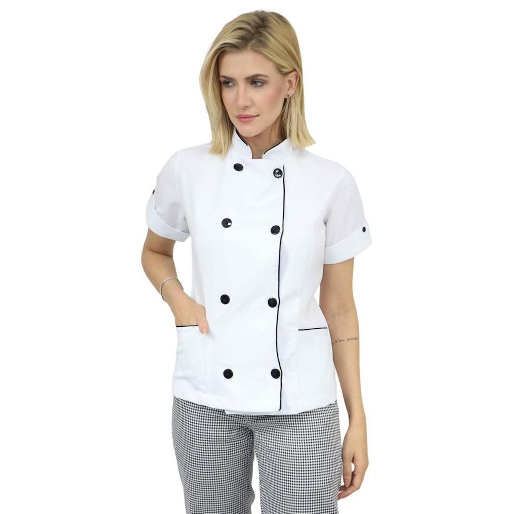 Camisa Feminina Manga Curta - Camisa Chefe Manga Curta - Gambuza