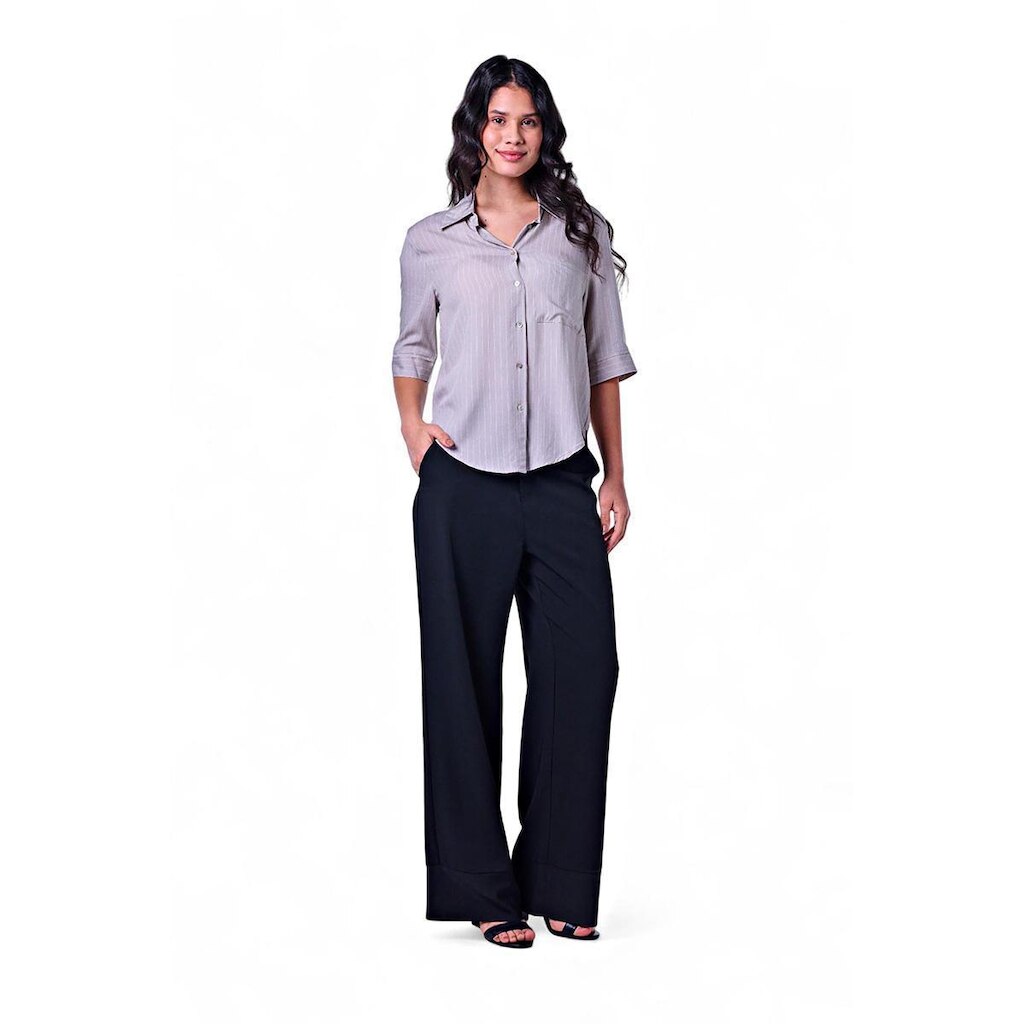 Camisa Feminina Manga Curta Listrada Viscose