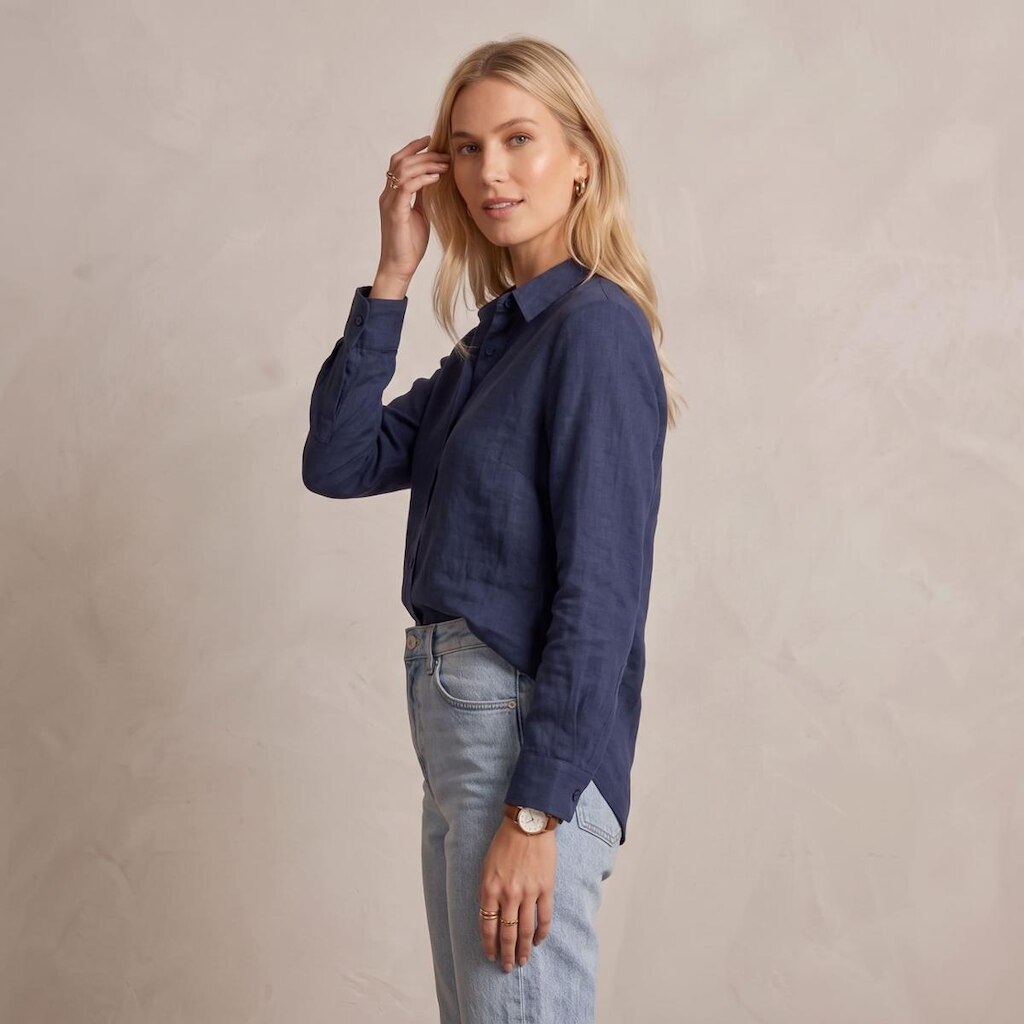 Camisa Feminina Manga Longa Alfaiataria Camisa Social Casual Botões Tendência Premium