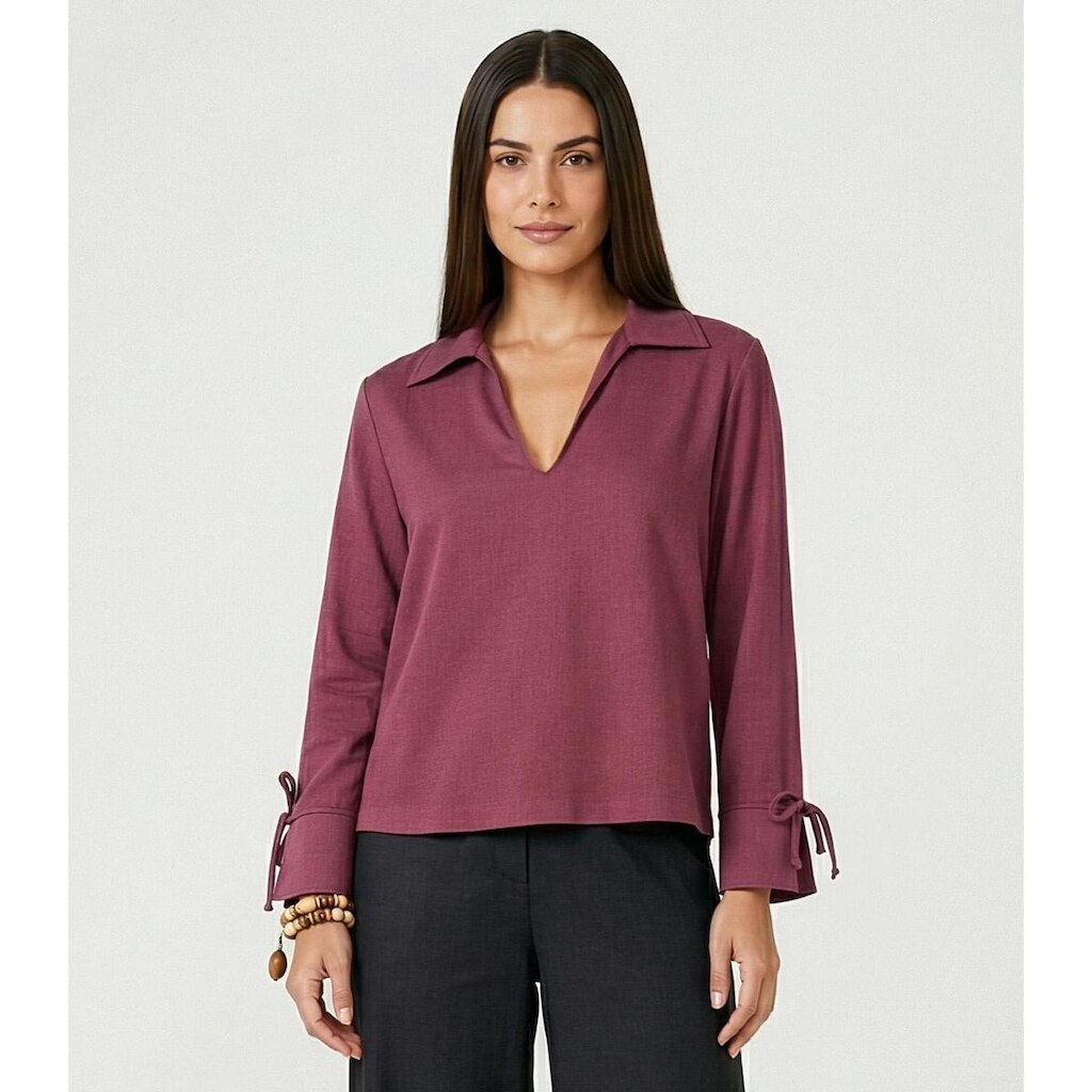 Camisa Feminina Manga Longa Decote V Endless Vermelho