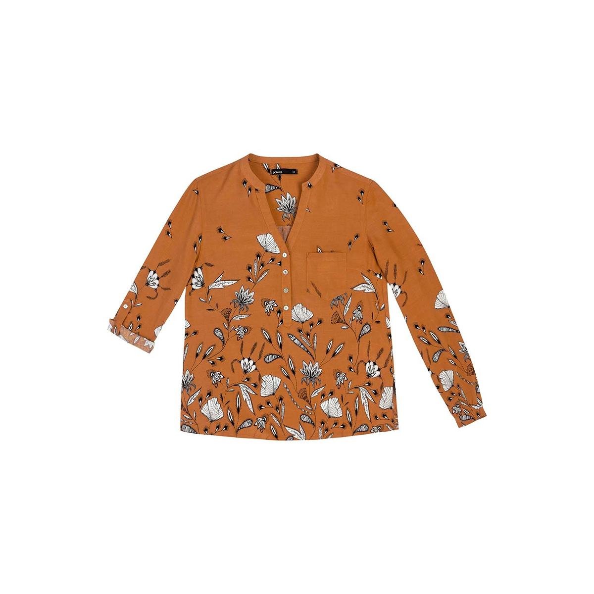Camisa Feminina Manga Longa Estampada Com Gola Padre - K0P91YSI3 - Marrom Claro Menor preço em Camisa Feminina Manga Longa Estampada Com Gola Padre - K0P91YSI3 - Marrom Claro
