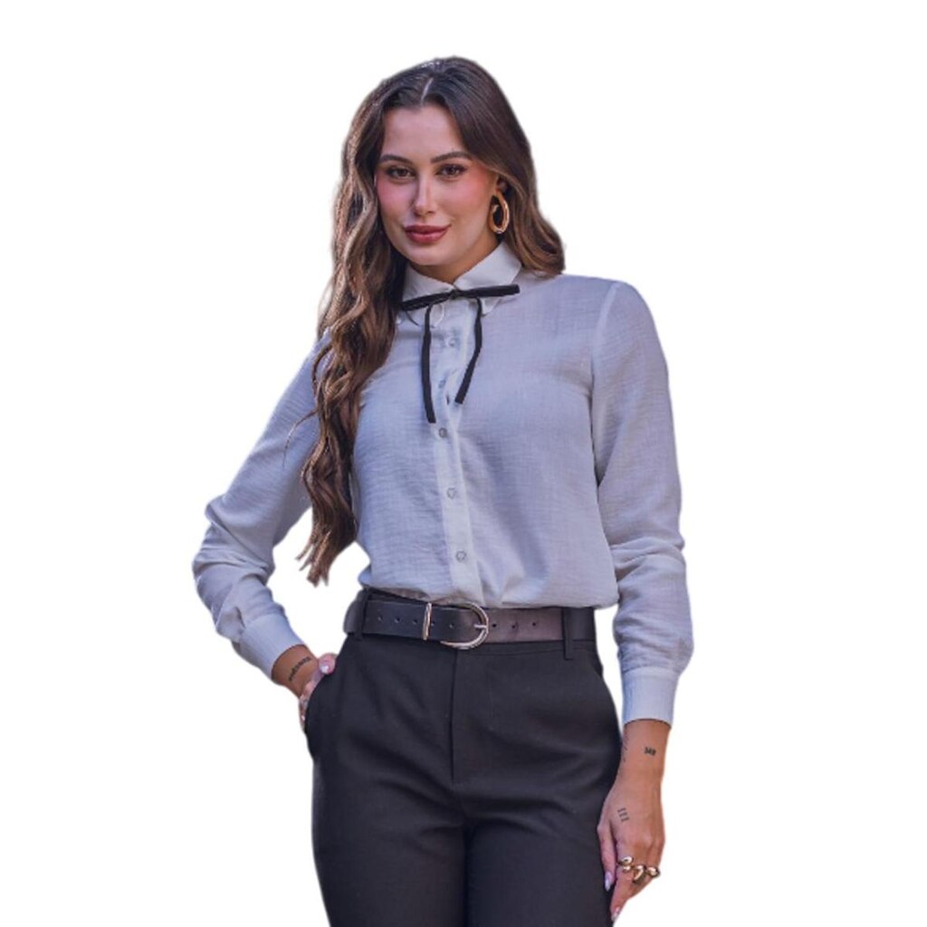 Camisa Feminina Maria Maturana Com Laço Branco Tam. 44
