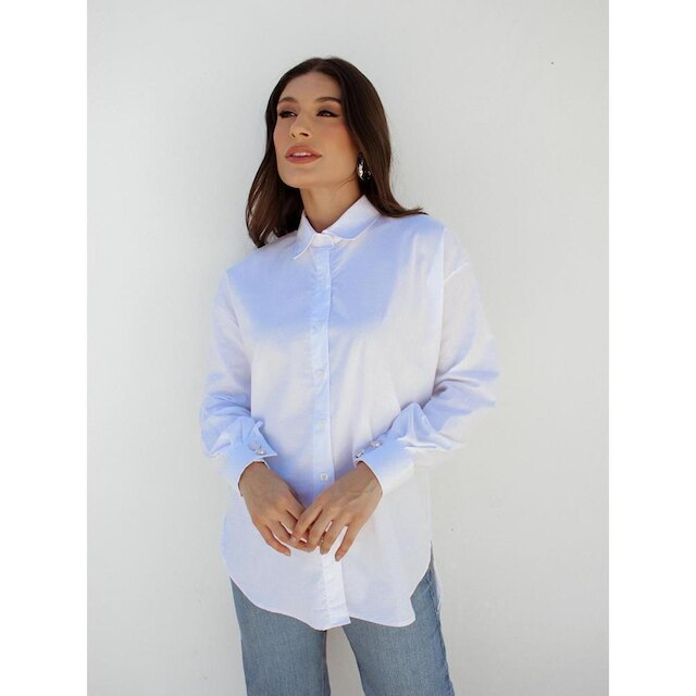Camisa Feminina Oversized Modelagem Ampla Manga Longa