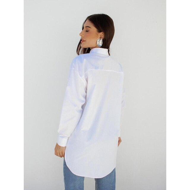 Camisa Feminina Oversized Modelagem Ampla Manga Longa