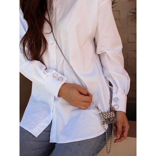 Camisa Feminina Oversized Modelagem Ampla Manga Longa