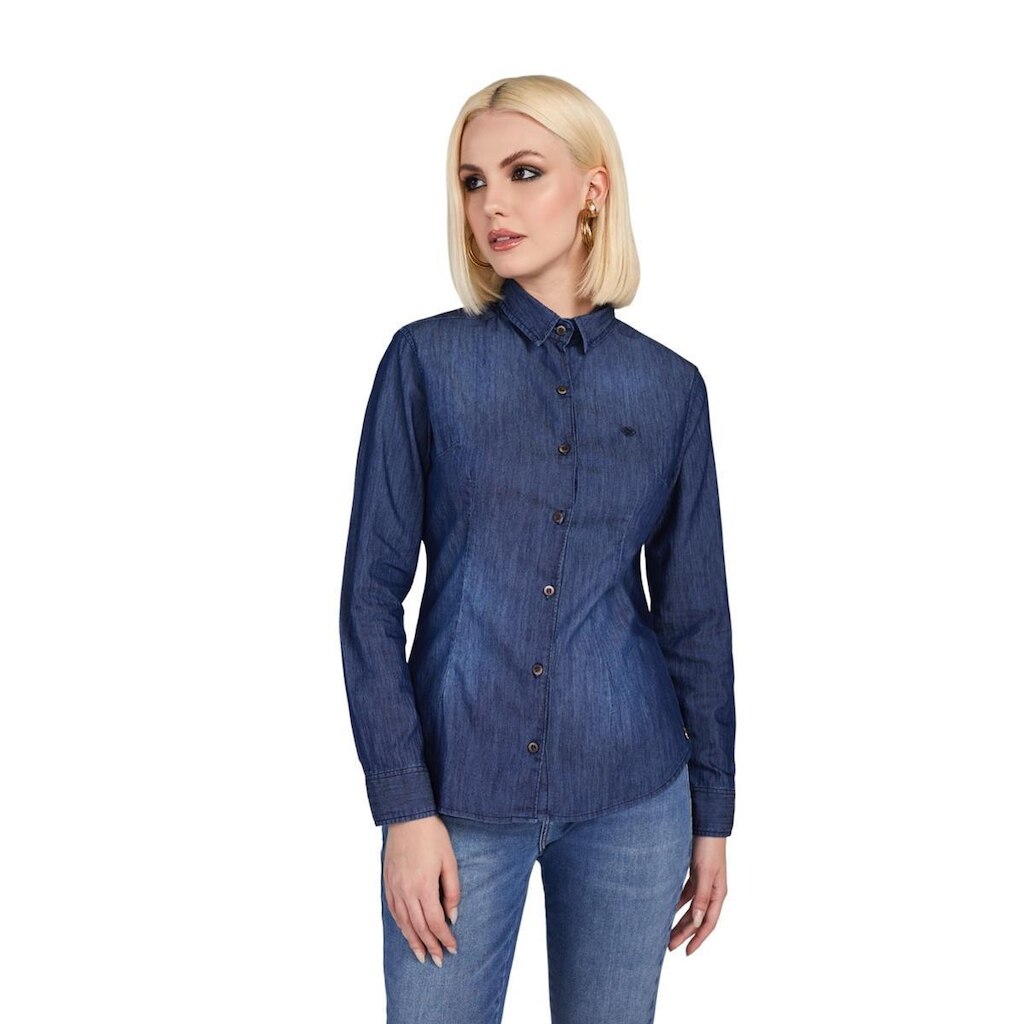Camisa Feminina Peoples Slim Manga Longa  Jeans G