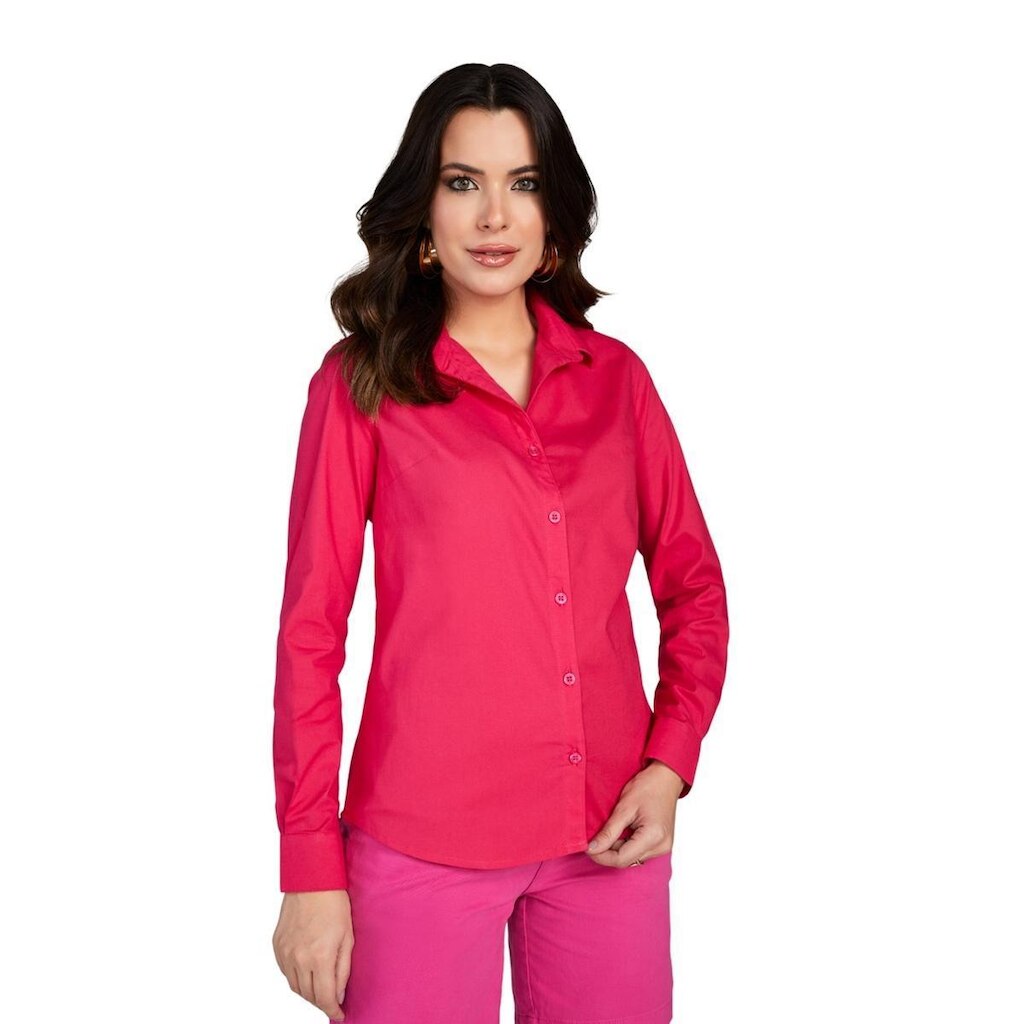 Camisa Feminina  Peoples Slim Tricoline  Pink M