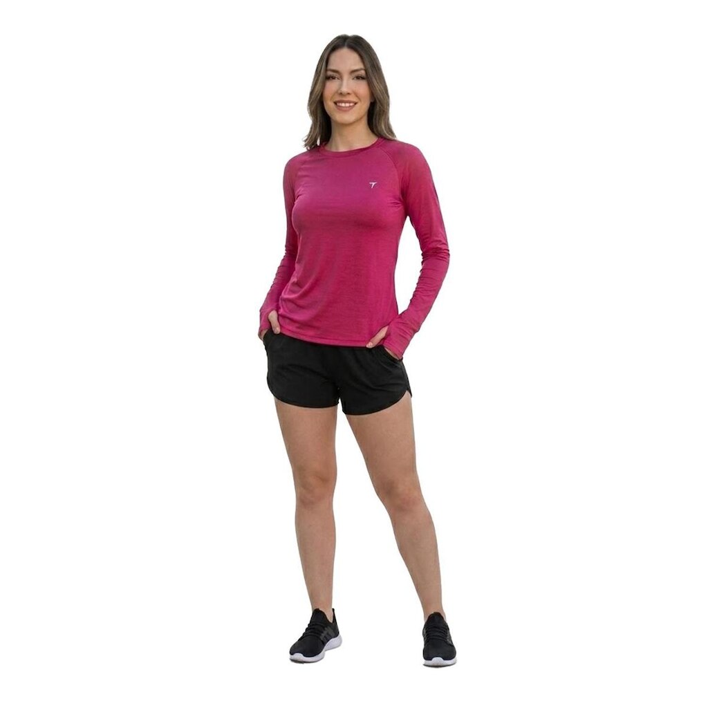 Camisa Feminina Proteção Solar Uv + 50 Camiseta Segunda Pele Térmica Longa Moda Praia