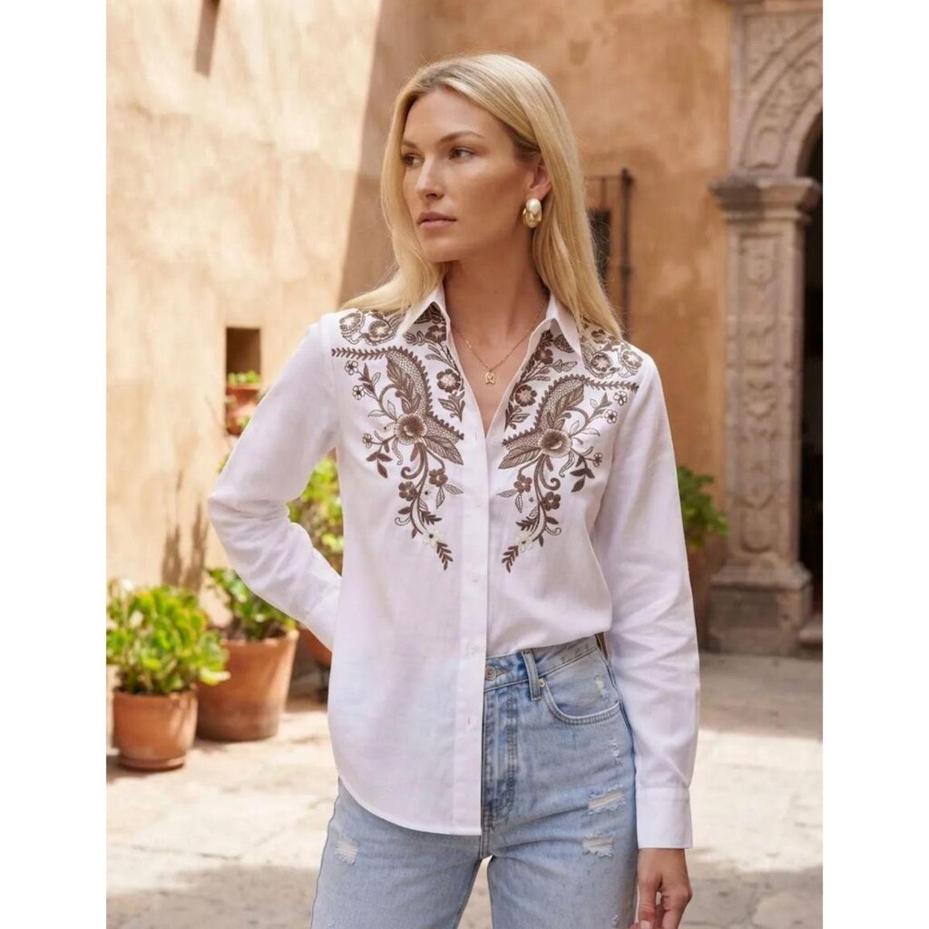 Camisa Feminina Sertaneja Country Manga Longa Estampadas