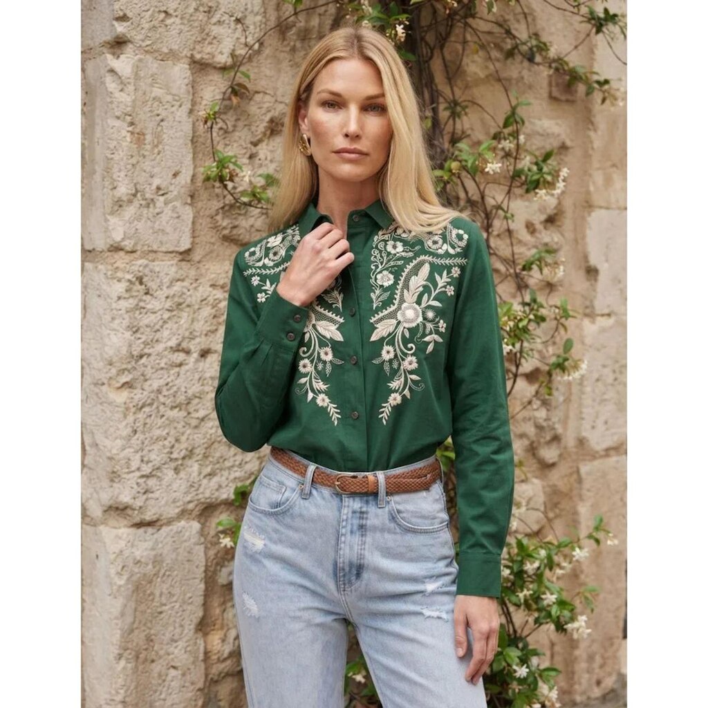 Camisa Feminina Sertaneja Country Manga Longa Estampadas