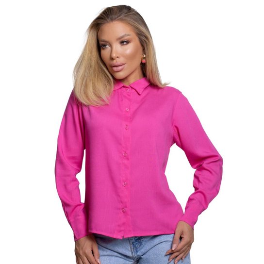 Camisa Feminina Social Camisete Manga Longa
