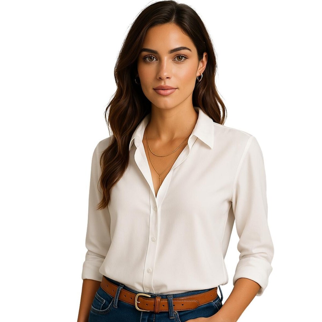 Camisa Feminina Social Manga Comprida Elegante Viscolinho Qualidade Conforto Dia a Dia Mulher