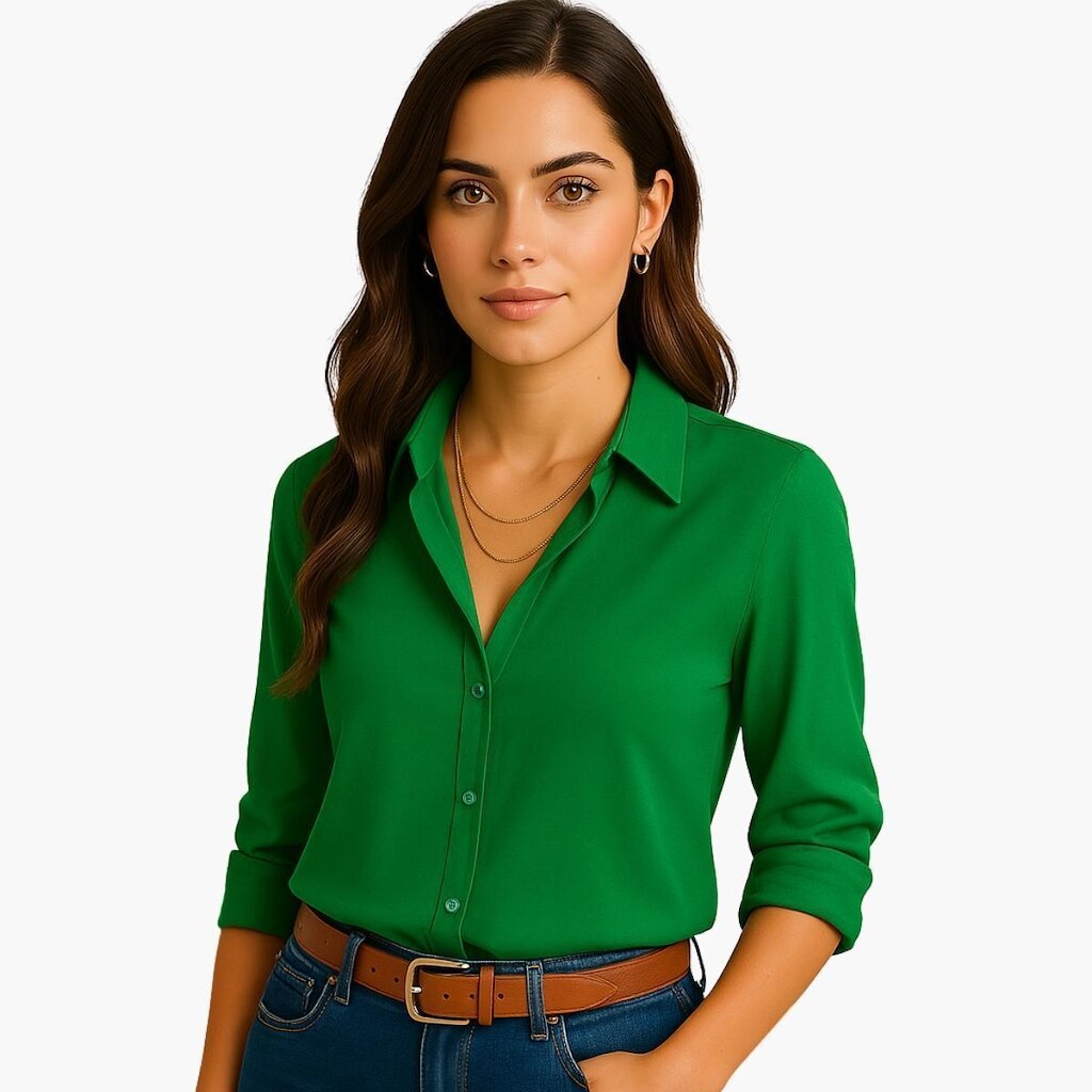 Camisa Feminina Social Manga Comprida Elegante Viscolinho Qualidade Conforto Dia a Dia Mulher