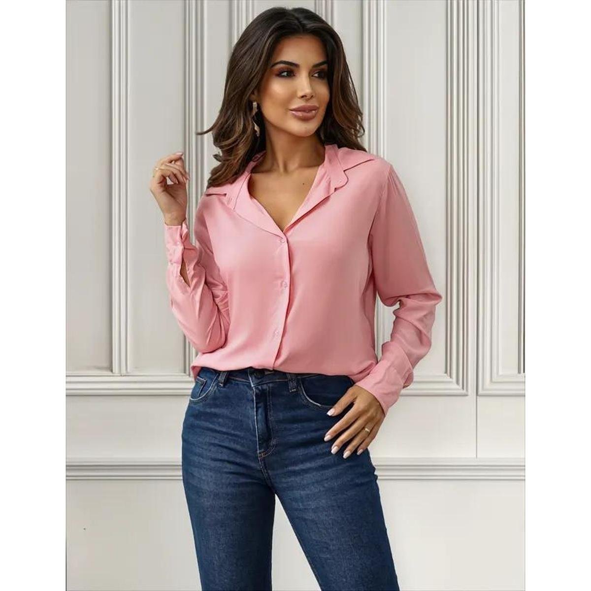 Camisa feminina social manga longa para look alfaiataria presente ideal Menor preço em Camisa feminina social manga longa para look alfaiataria presente ideal